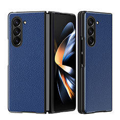 Funda Bumper Lujo Cuero y Plastico Mate Carcasa QH1 para Samsung Galaxy Z Fold5 5G Azul