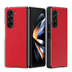 Funda Bumper Lujo Cuero y Plastico Mate Carcasa QH1 para Samsung Galaxy Z Fold5 5G Rojo