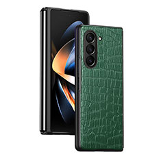 Funda Bumper Lujo Cuero y Plastico Mate Carcasa QH2 para Samsung Galaxy Z Fold5 5G Verde