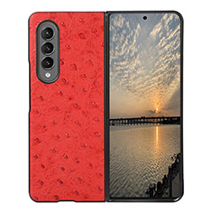 Funda Bumper Lujo Cuero y Plastico Mate Carcasa R01 para Samsung Galaxy Z Fold4 5G Rojo