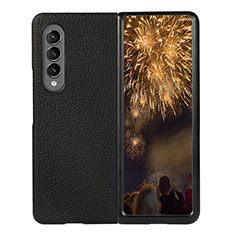 Funda Bumper Lujo Cuero y Plastico Mate Carcasa R03 para Samsung Galaxy Z Fold4 5G Negro