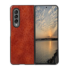 Funda Bumper Lujo Cuero y Plastico Mate Carcasa R06 para Samsung Galaxy Z Fold3 5G Marron