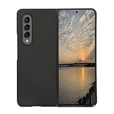 Funda Bumper Lujo Cuero y Plastico Mate Carcasa R08 para Samsung Galaxy Z Fold3 5G Negro