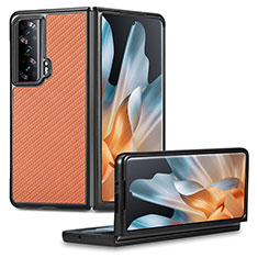 Funda Bumper Lujo Cuero y Plastico Mate Carcasa S01D para Huawei Honor Magic Vs 5G Naranja