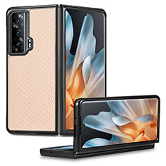 Funda Bumper Lujo Cuero y Plastico Mate Carcasa S01D para Huawei Honor Magic Vs 5G Oro