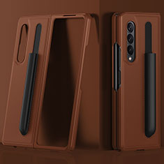 Funda Bumper Lujo Cuero y Plastico Mate Carcasa S02 para Samsung Galaxy Z Fold4 5G Marron