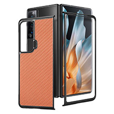 Funda Bumper Lujo Cuero y Plastico Mate Carcasa S02D para Huawei Honor Magic Vs 5G Naranja