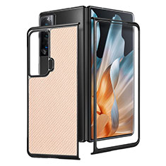 Funda Bumper Lujo Cuero y Plastico Mate Carcasa S02D para Huawei Honor Magic Vs 5G Oro