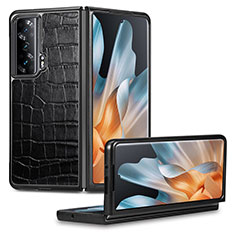 Funda Bumper Lujo Cuero y Plastico Mate Carcasa S03D para Huawei Honor Magic Vs Ultimate 5G Negro