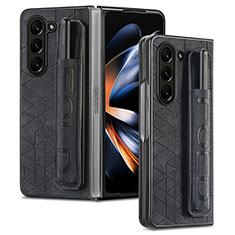 Funda Bumper Lujo Cuero y Plastico Mate Carcasa S03D para Samsung Galaxy Z Fold5 5G Negro