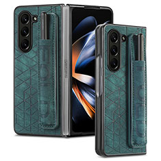 Funda Bumper Lujo Cuero y Plastico Mate Carcasa S03D para Samsung Galaxy Z Fold5 5G Verde