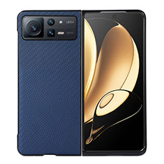 Funda Bumper Lujo Cuero y Plastico Mate Carcasa S04 para Xiaomi Mix Fold 2 5G Azul