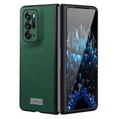 Funda Bumper Lujo Cuero y Plastico Mate Carcasa S05 para Oppo Find N 5G Verde