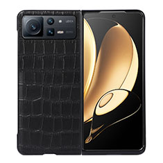 Funda Bumper Lujo Cuero y Plastico Mate Carcasa S06 para Xiaomi Mix Fold 2 5G Negro