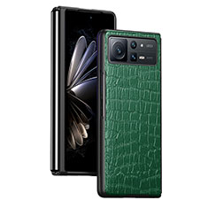 Funda Bumper Lujo Cuero y Plastico Mate Carcasa S07 para Xiaomi Mix Fold 2 5G Verde