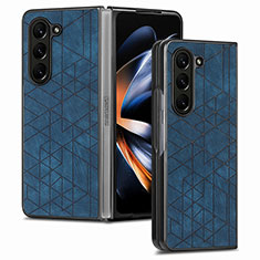 Funda Bumper Lujo Cuero y Plastico Mate Carcasa S07D para Samsung Galaxy Z Fold5 5G Azul