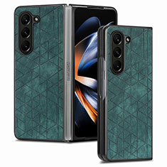 Funda Bumper Lujo Cuero y Plastico Mate Carcasa S07D para Samsung Galaxy Z Fold5 5G Verde