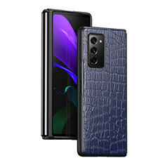 Funda Bumper Lujo Cuero y Plastico Mate Carcasa S08 para Samsung Galaxy Z Fold2 5G Azul