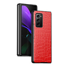 Funda Bumper Lujo Cuero y Plastico Mate Carcasa S08 para Samsung Galaxy Z Fold2 5G Rojo