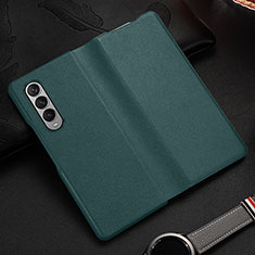 Funda Bumper Lujo Cuero y Plastico Mate Carcasa S08 para Samsung Galaxy Z Fold3 5G Verde