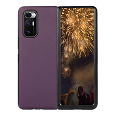 Funda Bumper Lujo Cuero y Plastico Mate Carcasa S10 para Xiaomi Mix Fold 5G Morado