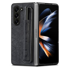 Funda Bumper Lujo Cuero y Plastico Mate Carcasa S11D para Samsung Galaxy Z Fold5 5G Negro