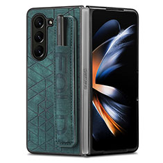 Funda Bumper Lujo Cuero y Plastico Mate Carcasa S11D para Samsung Galaxy Z Fold5 5G Verde