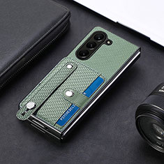 Funda Bumper Lujo Cuero y Plastico Mate Carcasa S14D para Samsung Galaxy Z Fold5 5G Verde