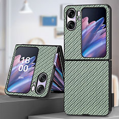 Funda Bumper Lujo Cuero y Plastico Mate Carcasa SD1 para Oppo Find N2 Flip 5G Verde