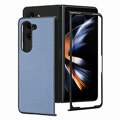 Funda Bumper Lujo Cuero y Plastico Mate Carcasa SD1 para Samsung Galaxy Z Fold5 5G Azul