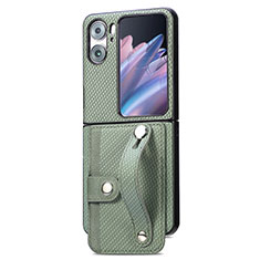 Funda Bumper Lujo Cuero y Plastico Mate Carcasa SD10 para Oppo Find N2 Flip 5G Verde