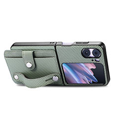 Funda Bumper Lujo Cuero y Plastico Mate Carcasa SD11 para Oppo Find N2 Flip 5G Verde