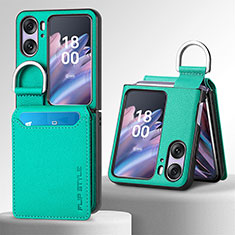 Funda Bumper Lujo Cuero y Plastico Mate Carcasa SD12 para Oppo Find N2 Flip 5G Verde