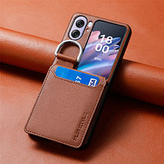 Funda Bumper Lujo Cuero y Plastico Mate Carcasa SD13 para Oppo Find N2 Flip 5G Marron