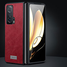 Funda Bumper Lujo Cuero y Plastico Mate Carcasa SD2 para Huawei Honor Magic Vs Ultimate 5G Rojo