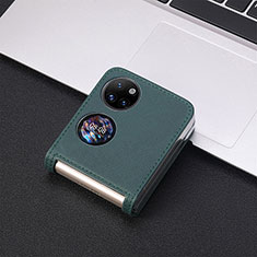 Funda Bumper Lujo Cuero y Plastico Mate Carcasa SD2 para Huawei P60 Pocket Verde