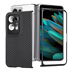 Funda Bumper Lujo Cuero y Plastico Mate Carcasa SD2 para Oppo Find N2 5G Negro