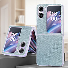 Funda Bumper Lujo Cuero y Plastico Mate Carcasa SD2 para Oppo Find N2 Flip 5G Azul Cielo