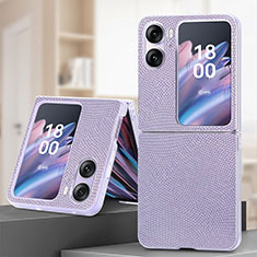 Funda Bumper Lujo Cuero y Plastico Mate Carcasa SD2 para Oppo Find N2 Flip 5G Purpura Claro