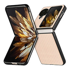 Funda Bumper Lujo Cuero y Plastico Mate Carcasa SD2 para Oppo Find N3 Flip 5G Oro