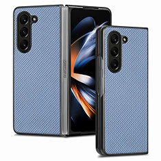 Funda Bumper Lujo Cuero y Plastico Mate Carcasa SD2 para Samsung Galaxy Z Fold5 5G Azul