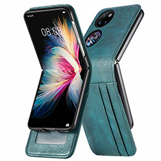 Funda Bumper Lujo Cuero y Plastico Mate Carcasa SD3 para Huawei Pocket S Verde