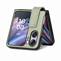 Funda Bumper Lujo Cuero y Plastico Mate Carcasa SD3 para Oppo Find N2 Flip 5G Verde