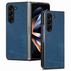 Funda Bumper Lujo Cuero y Plastico Mate Carcasa SD3 para Samsung Galaxy Z Fold5 5G Azul