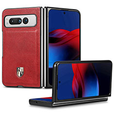 Funda Bumper Lujo Cuero y Plastico Mate Carcasa SD4 para Google Pixel Fold 5G Rojo