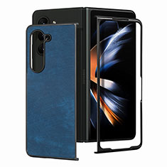 Funda Bumper Lujo Cuero y Plastico Mate Carcasa SD4 para Samsung Galaxy Z Fold5 5G Azul