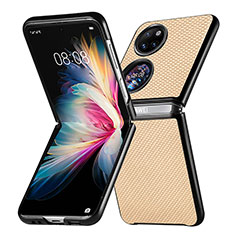 Funda Bumper Lujo Cuero y Plastico Mate Carcasa SD5 para Huawei P50 Pocket Oro