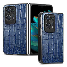 Funda Bumper Lujo Cuero y Plastico Mate Carcasa SD5 para Oppo Find N2 5G Azul