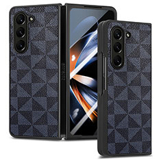 Funda Bumper Lujo Cuero y Plastico Mate Carcasa SD5 para Samsung Galaxy Z Fold5 5G Azul