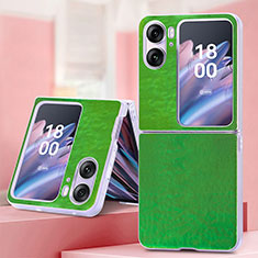 Funda Bumper Lujo Cuero y Plastico Mate Carcasa SD6 para Oppo Find N2 Flip 5G Verde